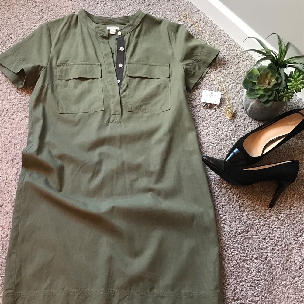 JCrew Military green utility dress